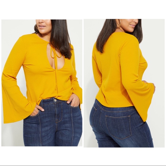 Tops - Keyhole. Cut Out Neckline. Long Sleeve Top